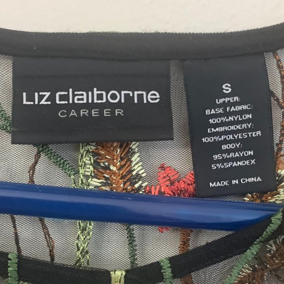 Liz Claiborne Black Embroidered Sheer Top - Picture 6 of 7